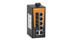 Ethernet Switch, RJ45 Ports 6, Fibre Ports 2ST, 100Mbps, Unmanaged