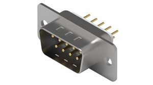 D-Sub Connector, Plug, DE-9, PCB Pins, White