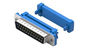 D-Sub Connector with UNC 4-40 Nut, Plug, DB-25, IDC, Blue