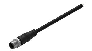 Cable Assembly, Zinc Alloy, M12 Plug - Bare End, 5 Conductors, 2m, IP67, Straight, Black