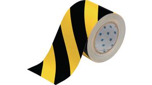 ToughStripe-lattiamerkintäteippi, 101.6mm x 30.48m, Musta/keltainen