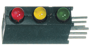 Piirikortti-LED V 565nm, P 635nm, K 585nm 3 mm Vihreä, punainen, keltainen