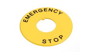 Nameplate 60mm Emergency Stop Round Yellow HW Series Switch