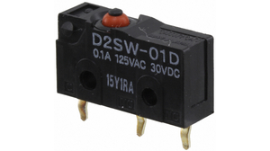 Micro Switch D2SW, 3A, 1CO, 1.77N, Pin Plunger