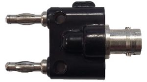 Adapter, Rak, BNC-sockel - 2x 4 mm Banankontakt, 50Ohm