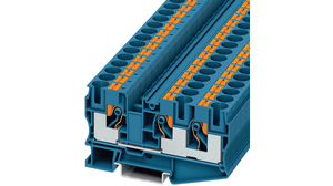 Feed-through terminal block, Push-In, 3 Poles, 1kV, 57A, 0.52 ... 16mm², Blue