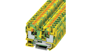 Ground modular terminal block, Push-In, 2 Poles, , 0.52 ... 16mm², Green / Yellow