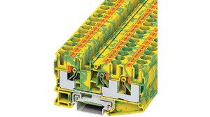 Ground modular terminal block, Push-In, 3 Poles, , 0.52 ... 16mm², Green / Yellow