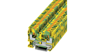 Ground modular terminal block, Push-In, 2 Poles, , 0.52 ... 10mm², Green / Yellow