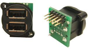 Dual USB Socket in XLR Housing, Socket, 2.0, Straight, Positions - 5