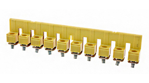 Jumper bar 10 poles, Yellow, 96 x 18mm