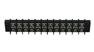 Terminal Strip for Chassis Mounting, Black, 20A, 300V, Poles - 12