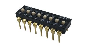 DIP Switch, Slide, 8 Positions, 2.54mm, PCB Pins