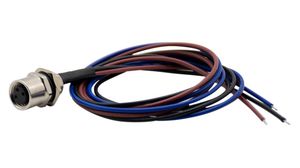 Circular Connector, M8, Socket, Straight, Poles - 3, Solder, Panel Mount