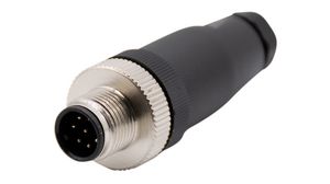 Circular Connector, M12, Plug, Straight, Poles - 8, Screw, Cable Mount