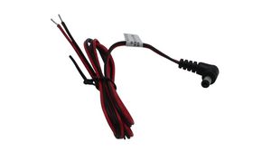 Stejnosměrný propojovací kabel, 2.5x5.5x9.5mm Zástrčka - Neizolované konce, Úhlový, 1m, Černá/červená