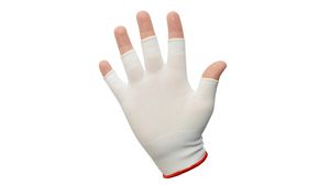 Half-Finger Glove Liners, Polyamide, Glove Size Medium, White, Pack of 12 pairs