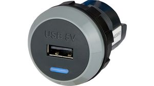 Prise USB encastrable, IP65, Car, 1x USB-A, 2.1A, 10W, Noir