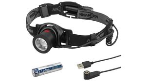 Headlamp, LED, Rechargeable, 550lm, 160m, IP64, Black