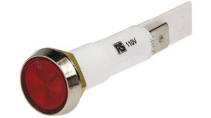 Red Neon Panel Mount Indicator, 110V ac, 10mm Mounting Hole Size