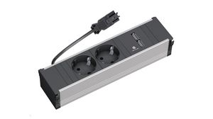 Steckdoseneinheit CONI 2x Steckdose Typ F (CEE 7/3) mit Schutzkontakt / USB-A Socket - GST18i3 100mm