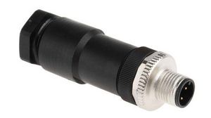Circular Connector, 4 Contacts, Cable Mount, M12 Connector, Plug, Male, IP67, 713 Series