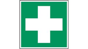 Znak bezpieczeństwa ISO - pierwsza pomoc, Kwadratowy, Biały na zielonym, Poliester, Safety Condition, 1szt.