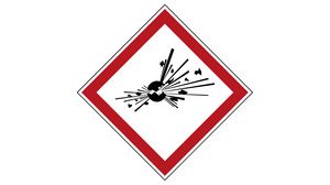 Simbolo GHS - Esplosivo, Diamante, Nero/rosso su bianco, Poliestere, Avviso, 250pz.