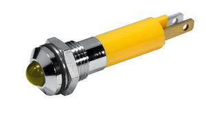 LED kontrolka, Žlutá, 32mcd, 24V, 8mm, IP67