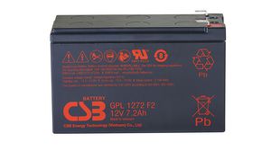 Rechargeable Battery, Lead-Acid, 12V, 7.2Ah, Blade Terminal, 6.3 mm