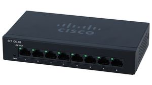 Ethernet-switch, RJ45-portar 8, 100Mbps, Ohanterat