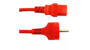 IEC Device Cable DE Type F (CEE 7/4) Plug - IEC 60320 C13 500mm Red
