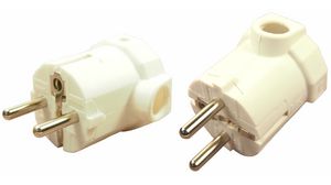 Mains Power Connector, White, 250V, DE/FR Type F/E (CEE 7/7) Plug