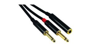 Audio Cable, Stereo, 6.35 mm Jack Socket - 2x 6.35 mm Jack Plug, 300mm