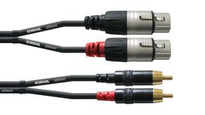 Audio Cable, XLR 3-Pin Socket - RCA Plug, 1.5m