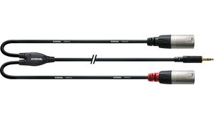 Y-Adapter Cable, Microphone, 3.5 mm Jack Plug - 2x XLR Plug, 3m