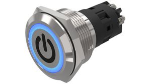 Illuminated Pushbutton Switch Momentary Function 1CO LED Blue Standby Symbol Screw Terminal