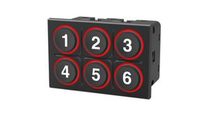 Keypad, 6 Keys, 16 Pins, IP5K4, Red LED, 12V