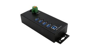 Industrial USB Hub with ESD Surge Protection, 4x USB-A Socket, 3.0, 5Gbps