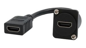 Genomföringsadapter, D-typ, 200mm, HDMI-sockel - HDMI-sockel