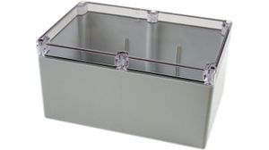 Watertight Enclosure Clear Lid, Polycarbonate, 160x240x120mm, Clear / Light Grey