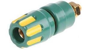 35A, Green, Yellow Binding Post With Brass Contacts and Gold Plated - 8mm Hole Diameter