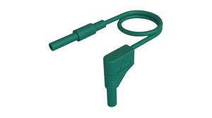 Test Lead, Plug, 4 mm - Socket, 4 mm, Green, Nickel-Plated Brass, 1m