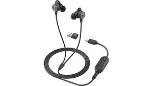 Headphones, Logi Zone, UC, In-Ear, 16kHz, Cable, Black