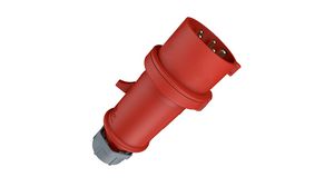 CEE Plug, Red, 5P, Cable Mount, 6mm², 32A, IP44, 400V