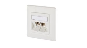 Network Wall Outlet CAT6a 41x85x85mm 2x RJ45 Wall Mount 1A 60VDC White