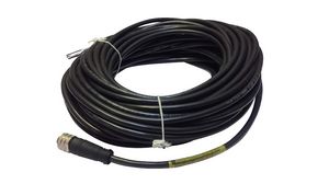 Cordset, Black, Straight, 4A, 22AWG, 20m, M12 Socket - Pigtail, Conductors - 4