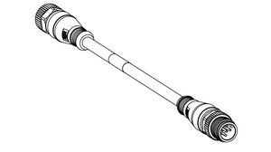 Kabelsatz, Schwarz, Gerade, 4A, 22AWG, 5m, M12-Stecker - M12-Buchse, Leiter - 5
