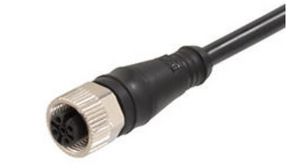 Cordset, Black, Straight, 2A, 24AWG, 10m, M12 Socket - Pigtail, Conductors - 8