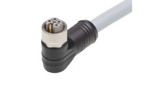 Cordset, Grey, Angled, 16A, 14AWG, 1m, M12 Socket - Pigtail, Conductors - 5